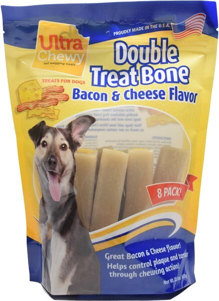 Ultra Chewy Double Treat Bone Bacon and Cheese Flavor Dog Treats