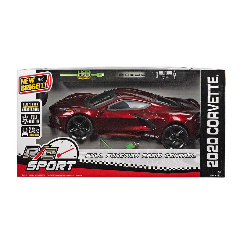 New Bright 1:12 Remote Control Corvette C8 RC Car - Remote Control Charger Series