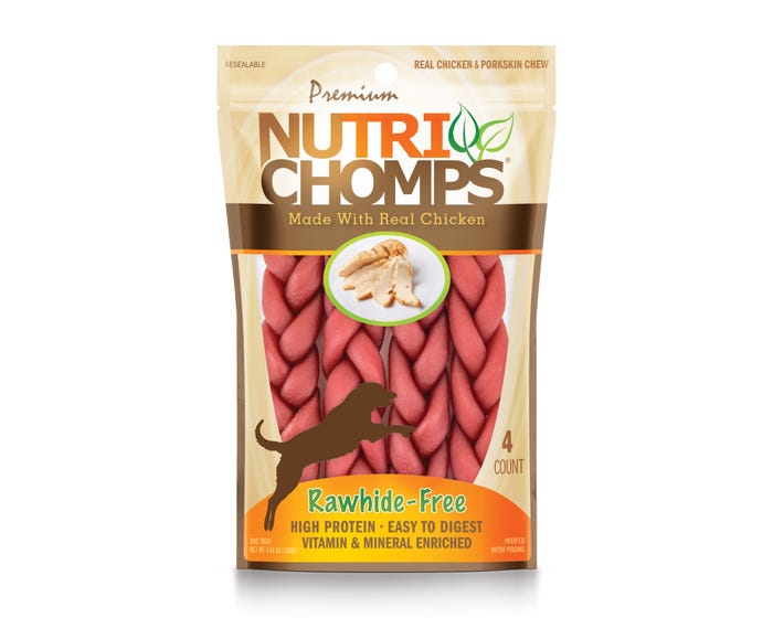 NutriChomps 6-inch Chicken Braids， 4 Count Dog Chews