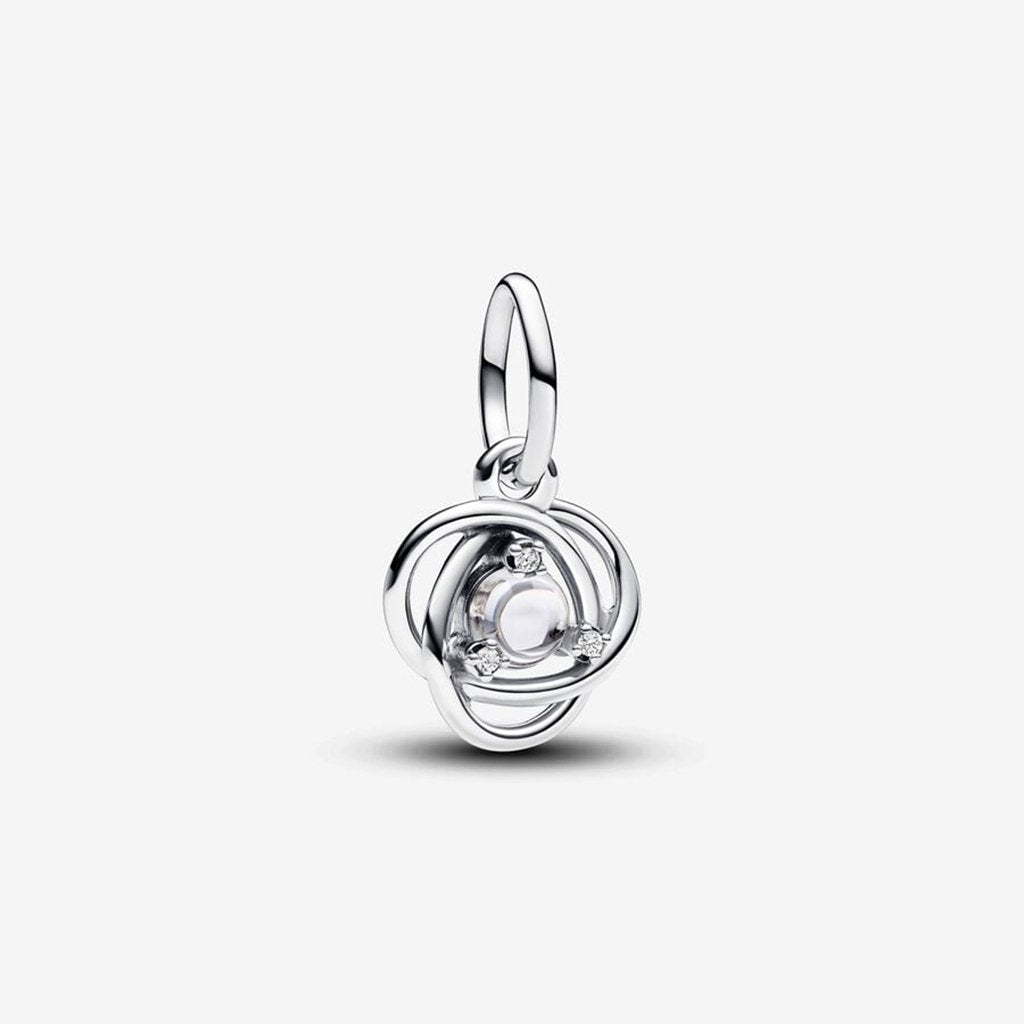 PANDORA  April Clear Eternity Circle Dangle Charm - Sterling Silver