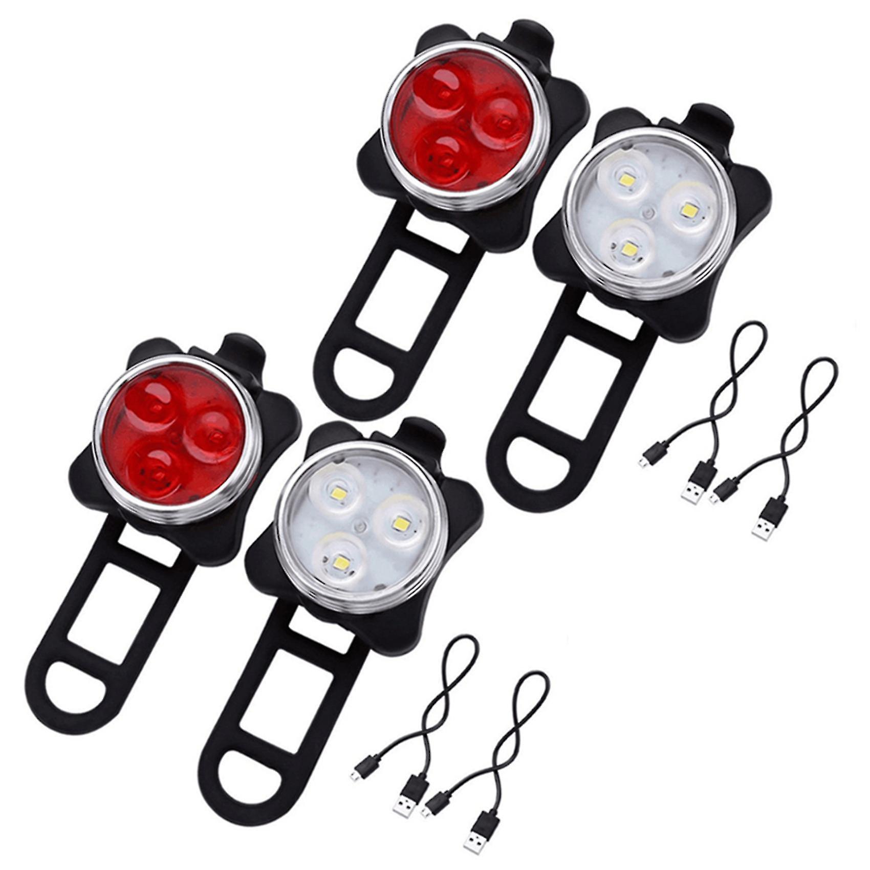 4x Outdoor Bicycle Waterproof Cob 3 Led Usb Rechargeable 4 Modes Bike Night Ridefront Head Light La