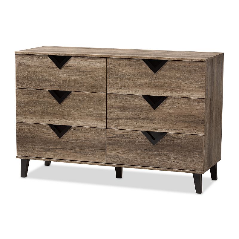 Baxton Studio Modern Brown 6-Drawer Chest