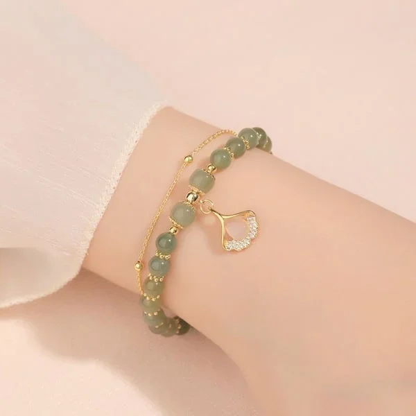 🔥  BUY 1 GET 1 FREE 💞--Lucky Wada Jade gold leaf bracelet