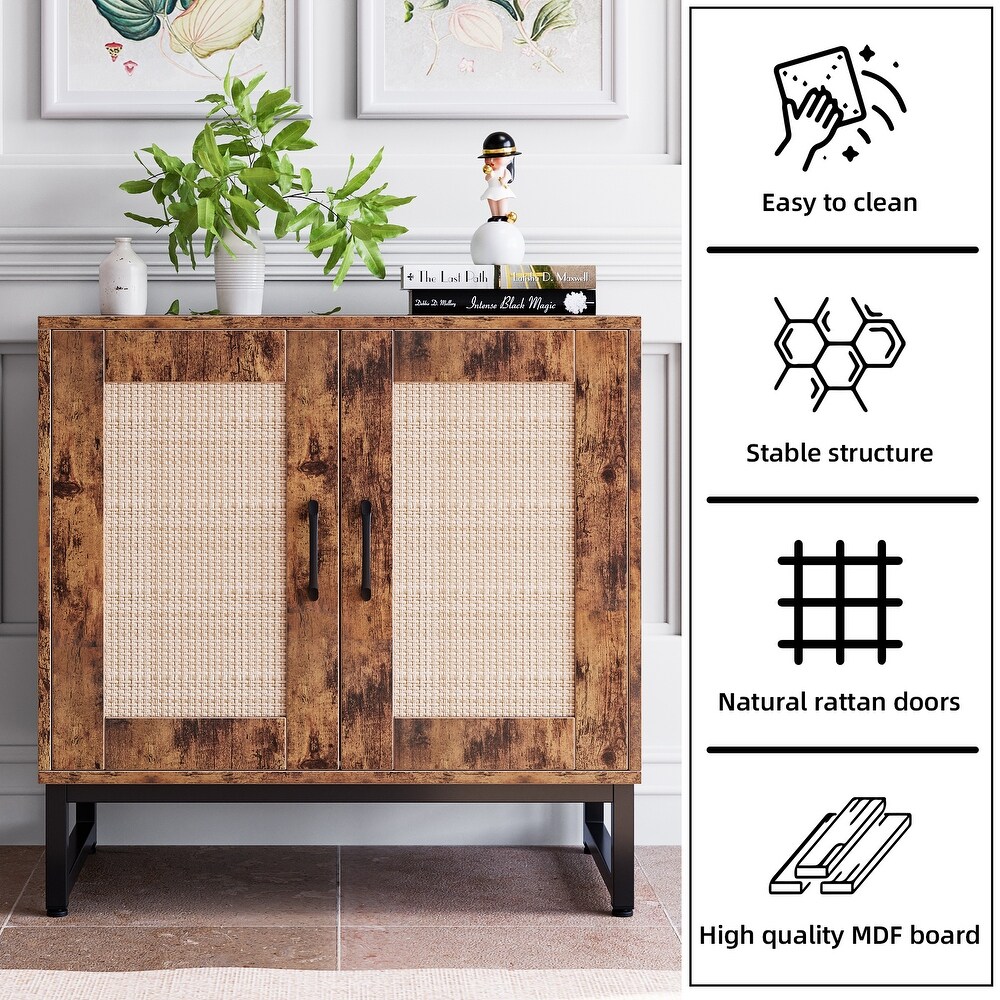 Rattan Sideboard Kitchen Buffet Cabinet