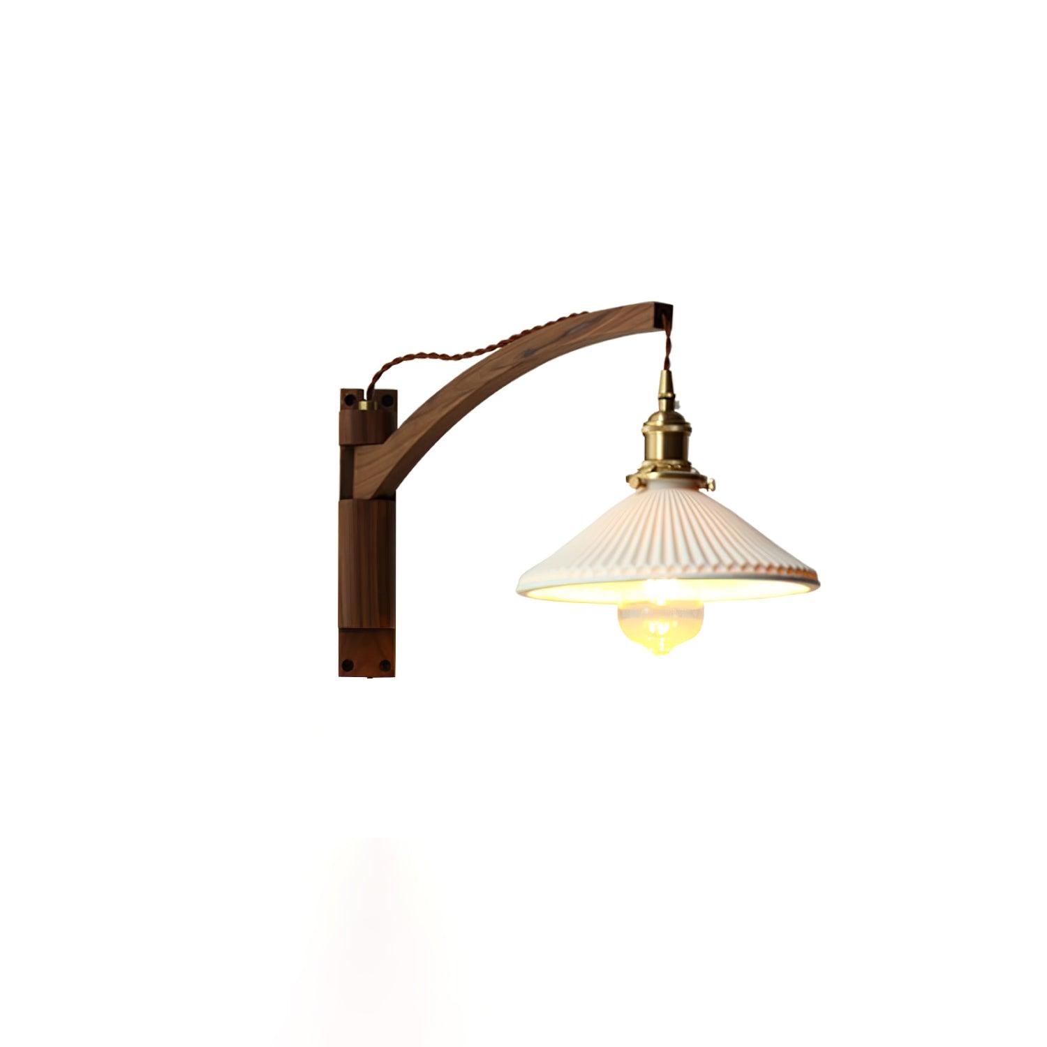 Walnut Swing Arm Wall Lamp