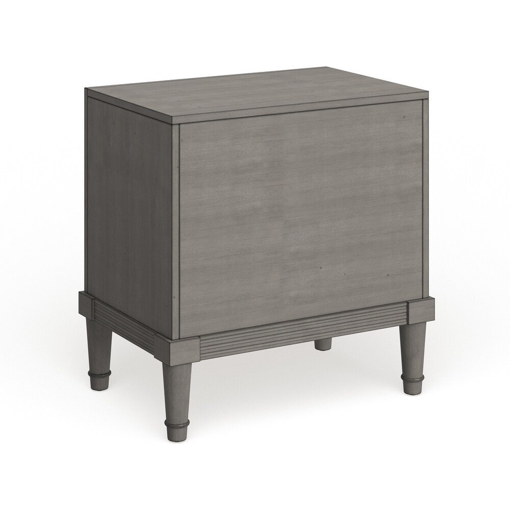 Hax Transitional Grey 2 Drawer Solid Wood Nightstand by Furniture of America