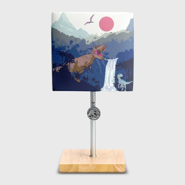 Jurassic Park Desk Table Lamp includes Led Light Bulb Wooden Base With 3d Puller