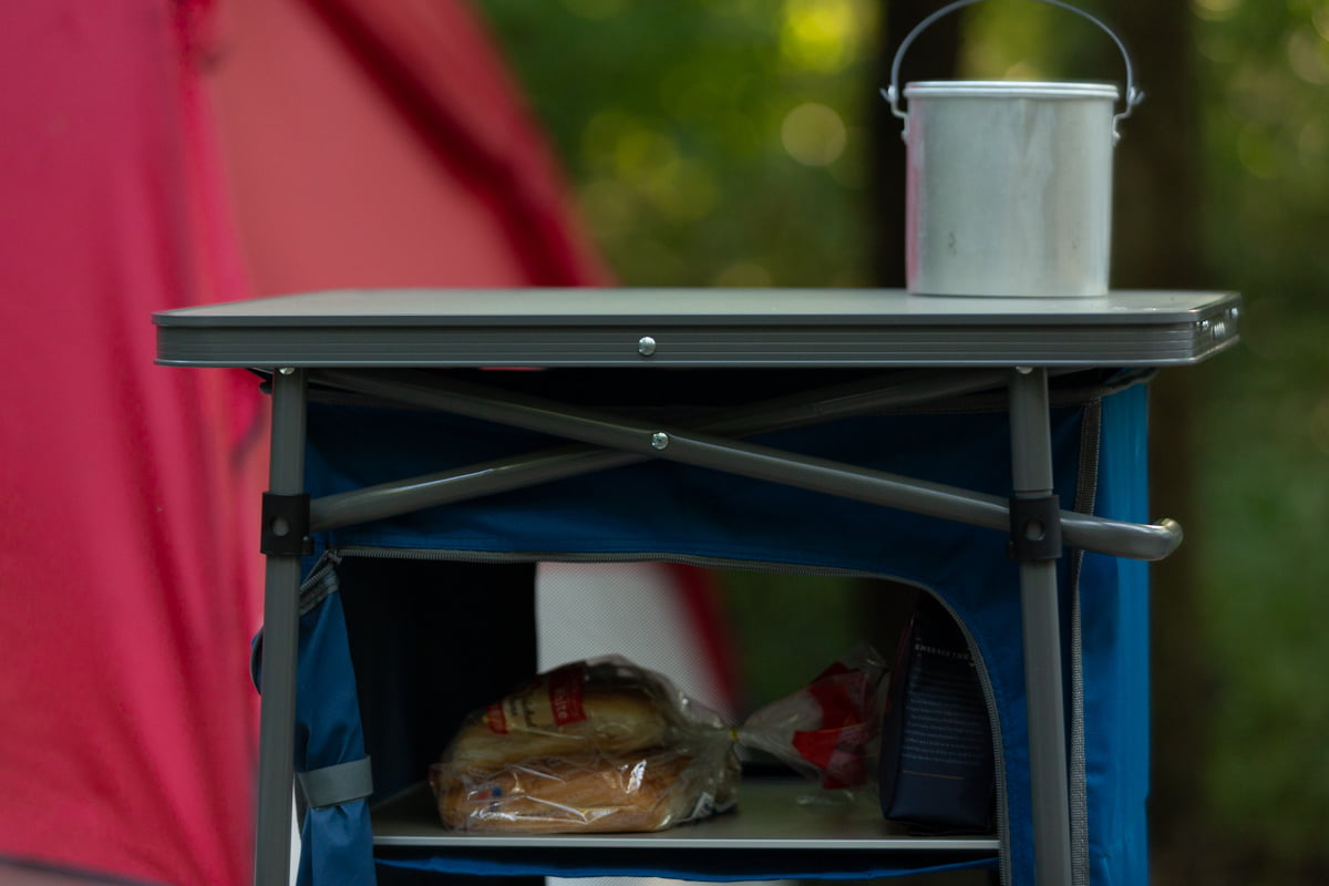 Ozark Trail 3-Shelf Collapsible Cabinet with Table Top, Blue, 23" L x 19"  W