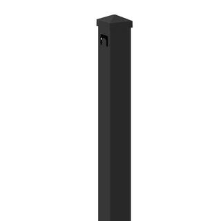 TuffBilt 2 in. x 2 in. x 70 in. Black Aluminum Fence End Post 73055165