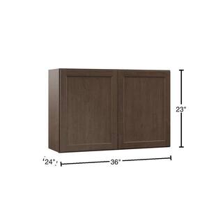 Hampton Bay Shaker Assembled 36x24x24 in. Above Refrigerator Deep Wall Bridge Kitchen Cabinet in Brindle KW362424-BDL