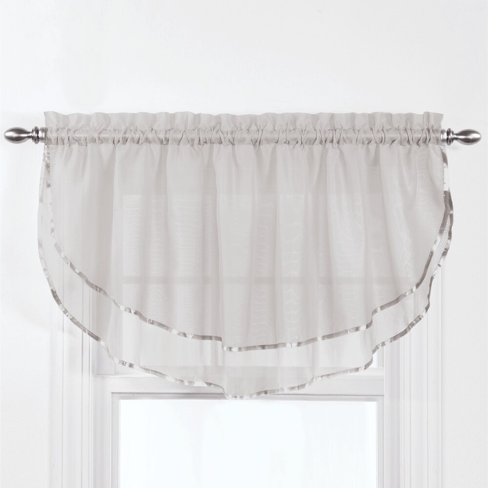 Elegance Sheer Fabric Rod Pocket Top Ascot Window Valance   7.000 x 5.750 x 1.250