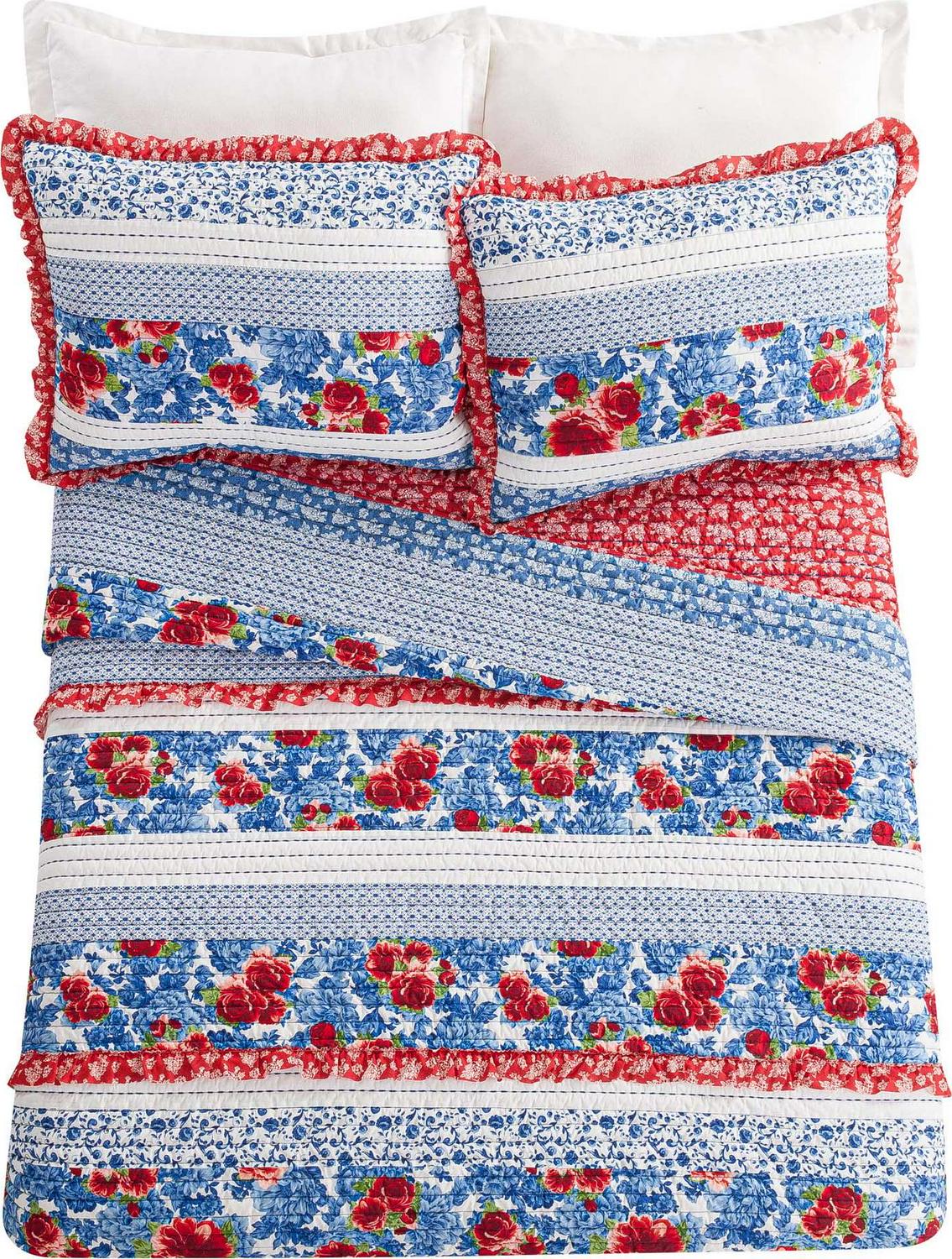 The Pioneer Woman Blue Heritage Floral Cotton Full/Queen Quilt