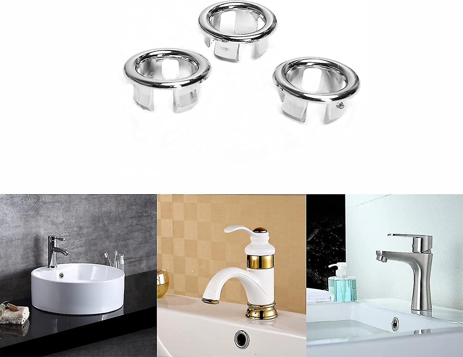 Botao Sink Overflow Ring， Kitchen Bathroom Sink Hole Round Overflow Cover， Vanity Basin Trim Overflow Drain Cap Cover Tidy Insert In Hole Spares(6pcs，