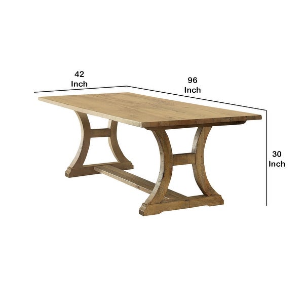 Wooden Dining Table with Curved Leged Pedestal Base， Brown