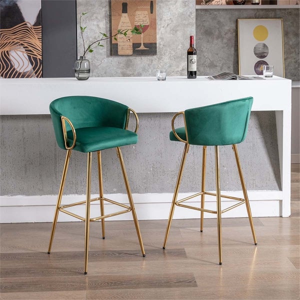 30 Inch Set of 2 Bar Stools with Chrome Footrest