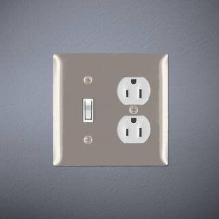 Legrand Pass  Seymour 302304 SS 2 Gang 1 Toggle 1 Duplex Oversized Wall Plate Stainless Steel (1-Pack) SSO18