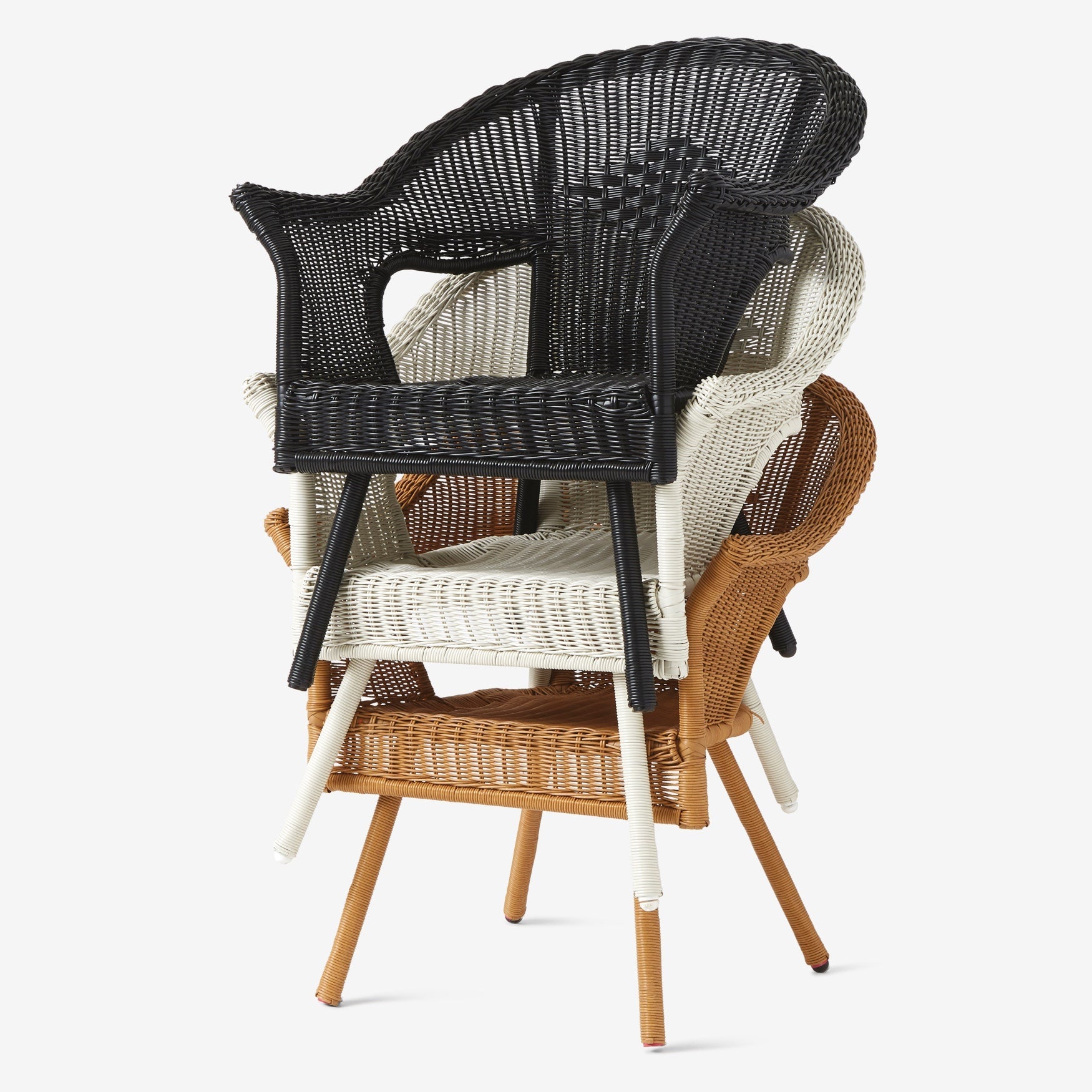 Brylanehome Roma Hand-Woven Resin Wicker Stacking Chair, Black