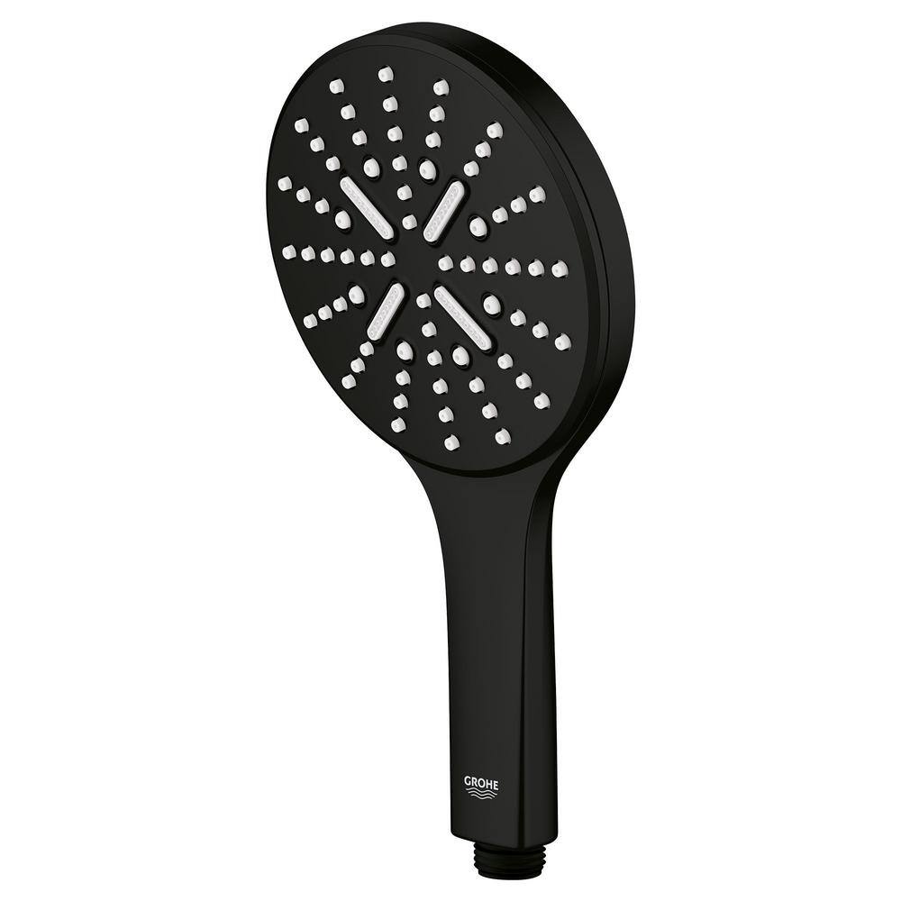 GROHE Rainshower Smartactive 3-Spray Patterns with 1.75 GPM 5 in. Wall Mount Handheld Shower Head in Matte Black 265452430