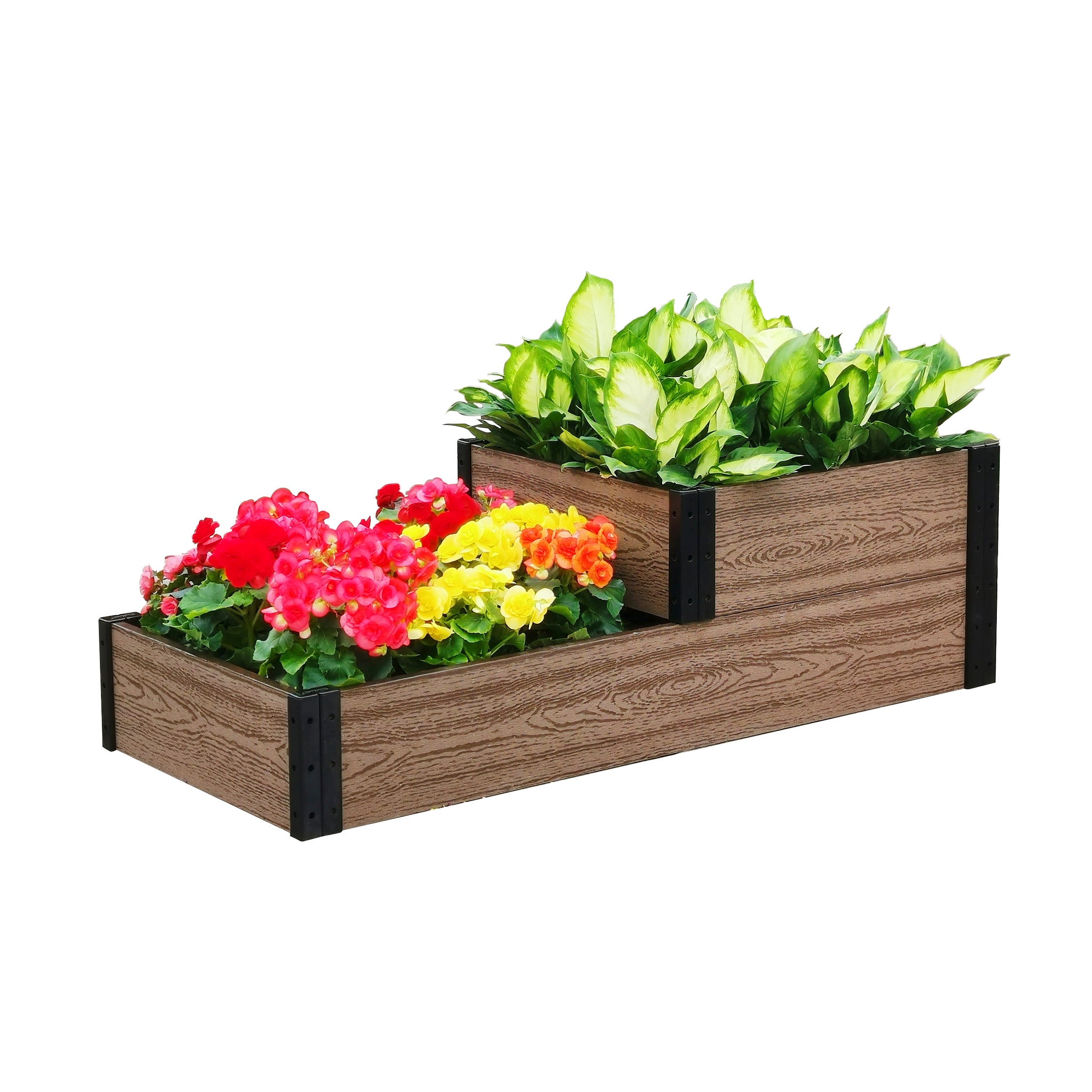 Everbloom Terraced Roadside Raised Garden Bed Brown 48"/24" L x 21" W x 7"/14" H