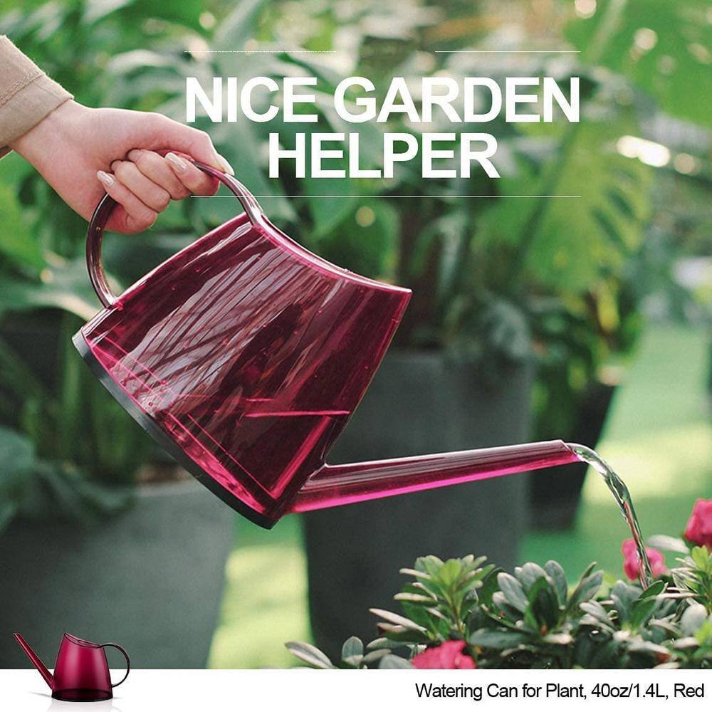 Indoor  Outdoor Bonsai Plant Garden Flower Long Watering Can 40oz 1.4L 13 Gallon Small Modern (Translucent Red) B08CCFD2SK