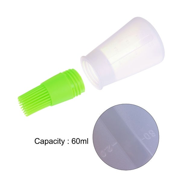 2pcs Silicone Pressing Bottle Oil Brush with Cap for BBQ Cooking Baking， Green