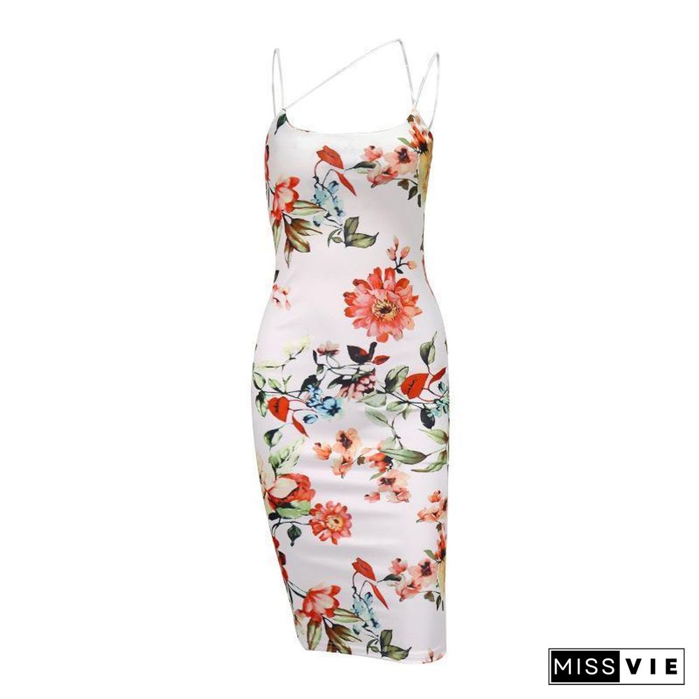 Sexy Sling Floral Printed Tight Beach Dress