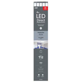 Feit Electric 20-Watt 4 ft. T12 G13 Type A Plug and Play Linear LED Tube Light Bulb Cool White 4000K (10-Pack) T1248840LED10