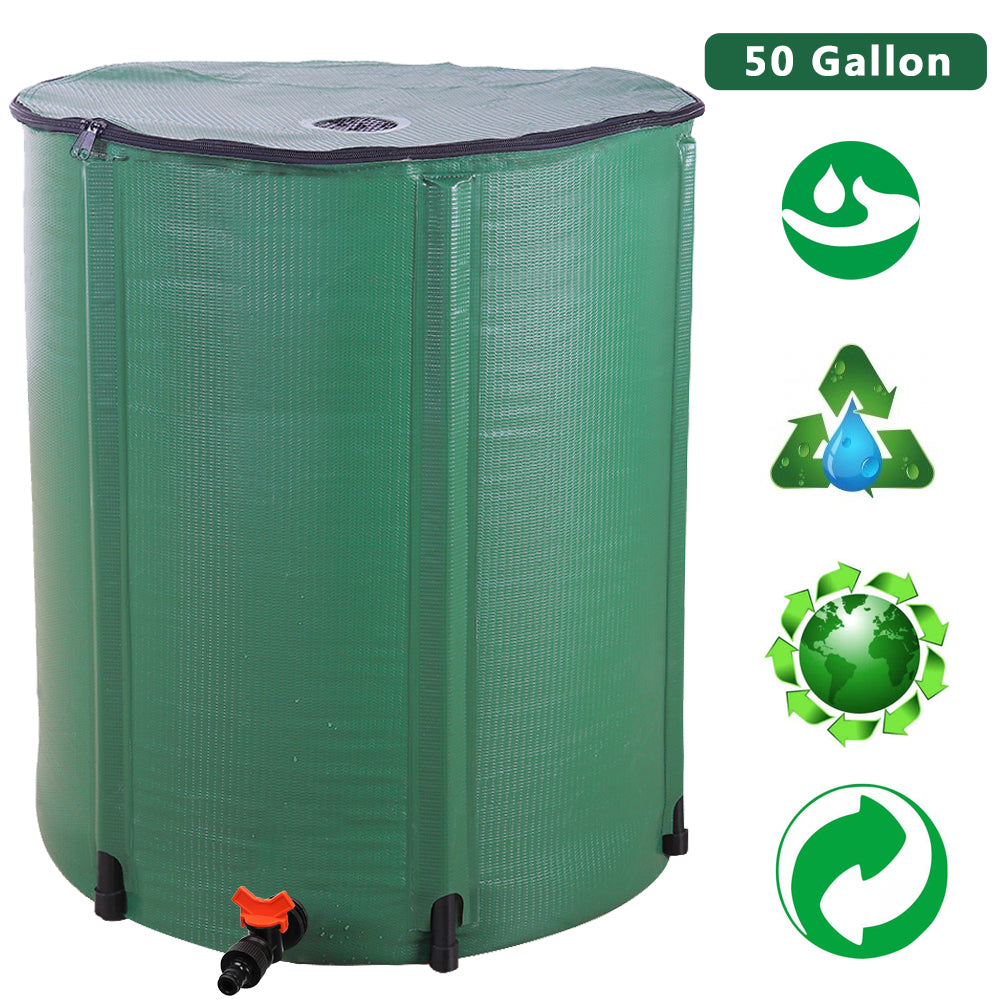 GoDecor 50 Gallon Rain Barrel Outdoor Patio Water Storage Barrel Green