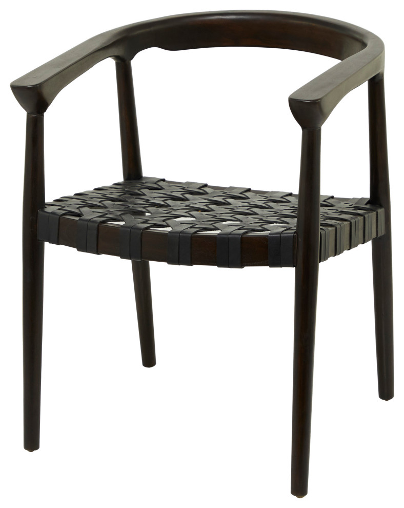 Dark Brown Teak Contemporary Accent Chair 562792   Midcentury   Dining Chairs   by Brimfield  ampMay  Houzz