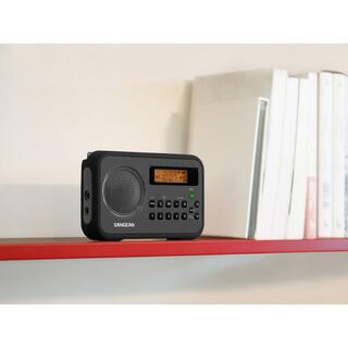 Sangean AMFM Stereo Portable Digital Radio Alarm Clock with Protective Bumper PR-D18BK