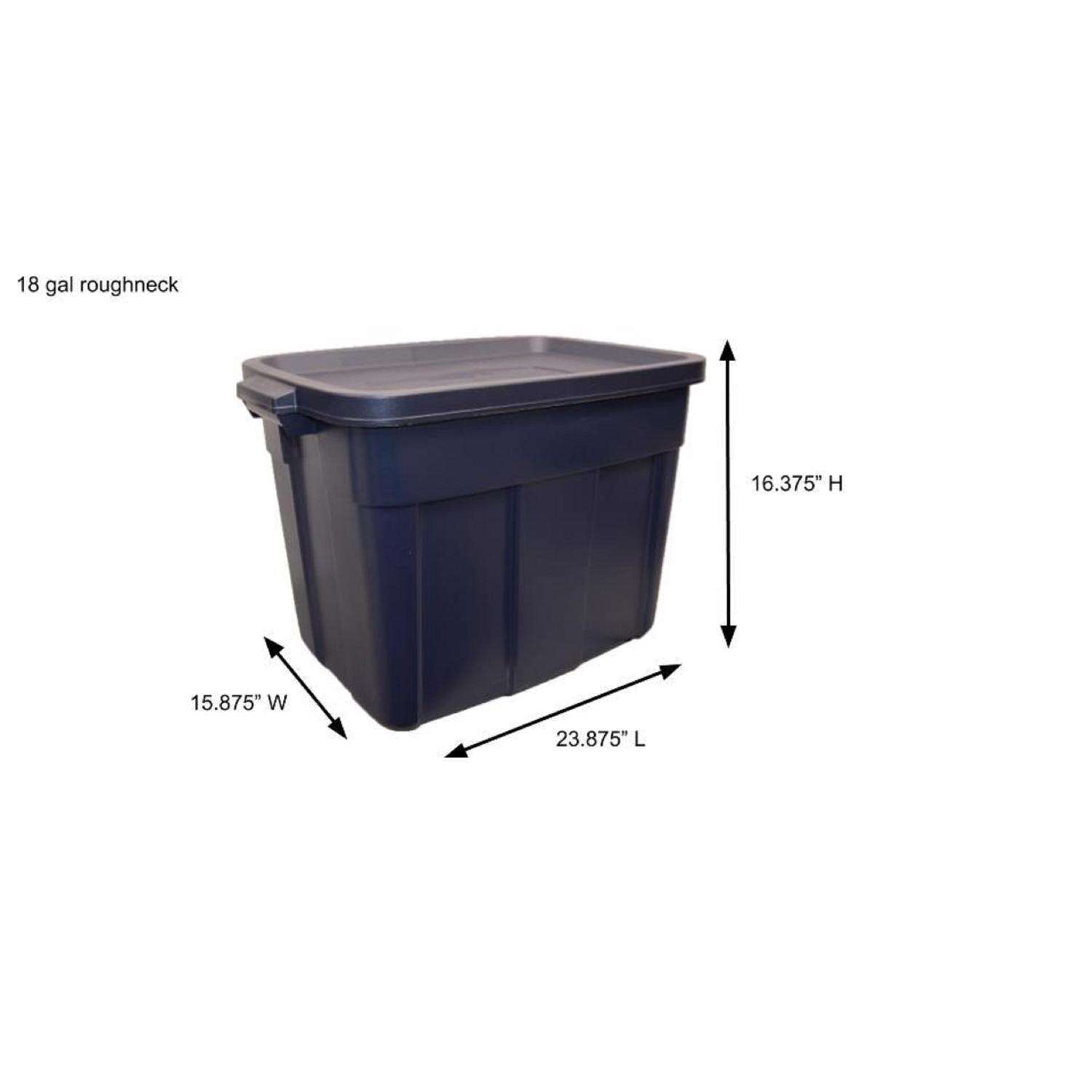 Rubbermaid Roughneck 18 gal Navy Storage Box 16.375 in. H X 15.875 in. W X 23.875 in. D Stackable