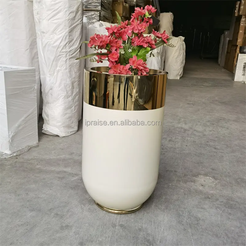 Garden supplies home decor nordic metal gold flower vase large outdoor planters /pots for plants