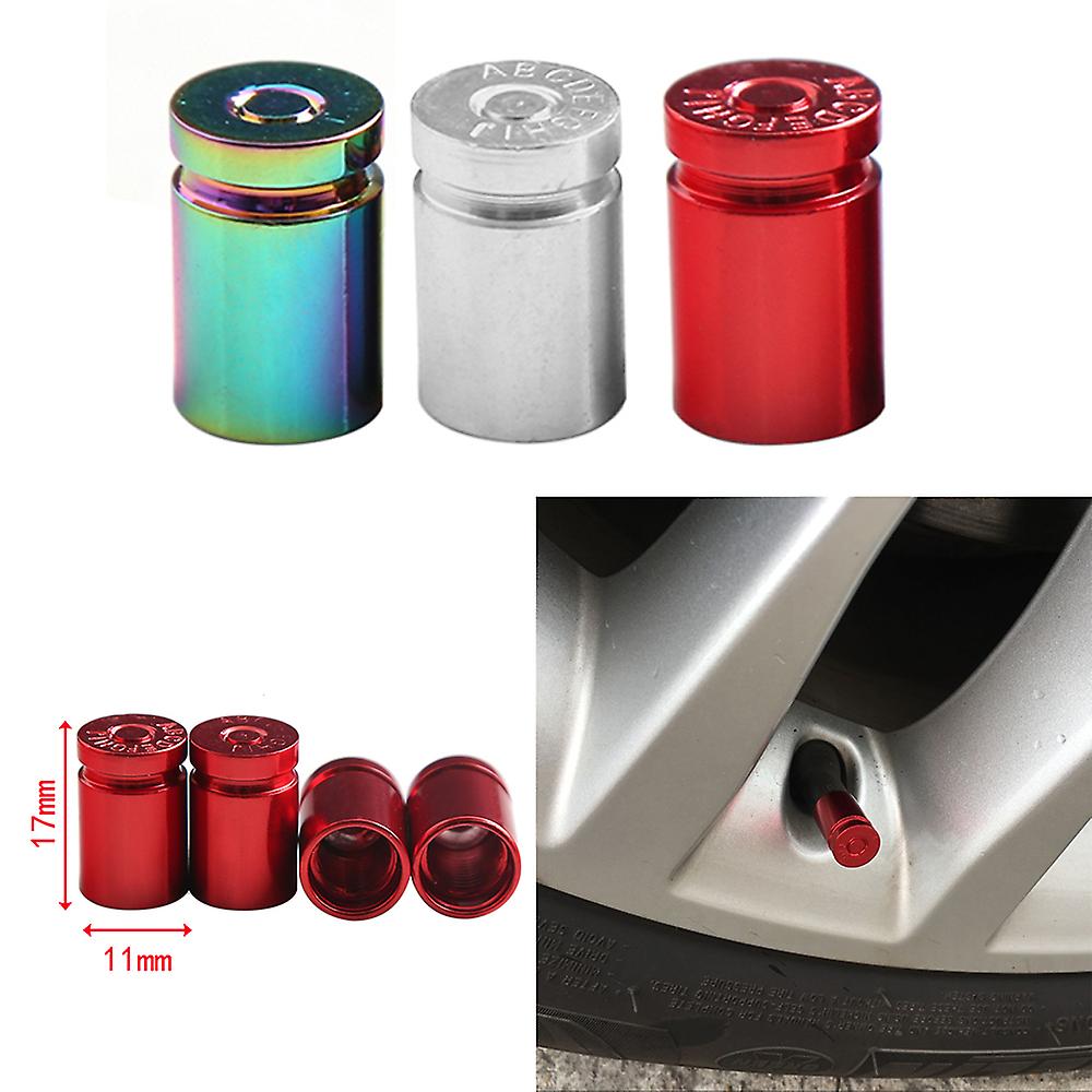 4pcs Tire Valve Stem Cover Caps Aluminum Car Wheel Air Pressure Valve Cap Shell Dust Cap For Automotive Motorcycles Bicycles Tire Universal No.189441