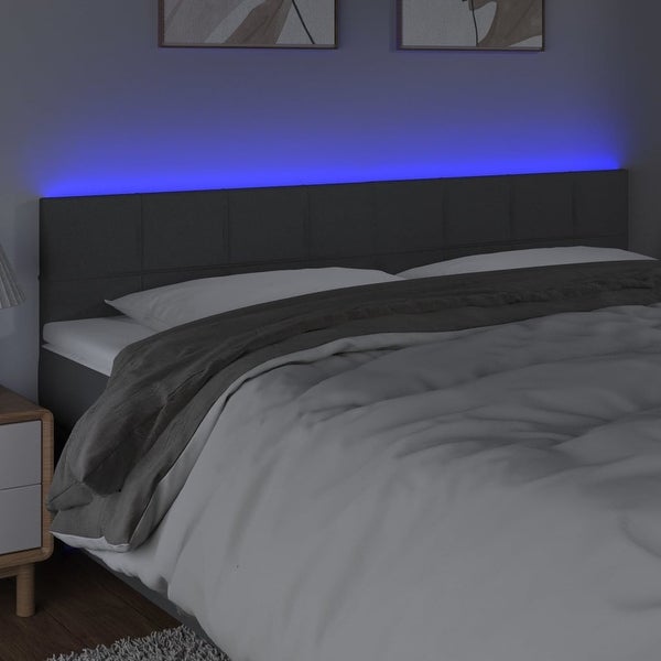 vidaXL LED Headboard Dark/Light Gray multisize Fabric - - 37421102