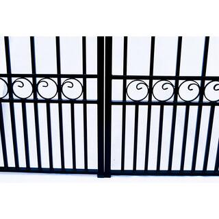 ALEKO London Style 12 ft. x 6 ft. Black Steel Dual Swing Driveway Fence Gate DG12LOND-HD