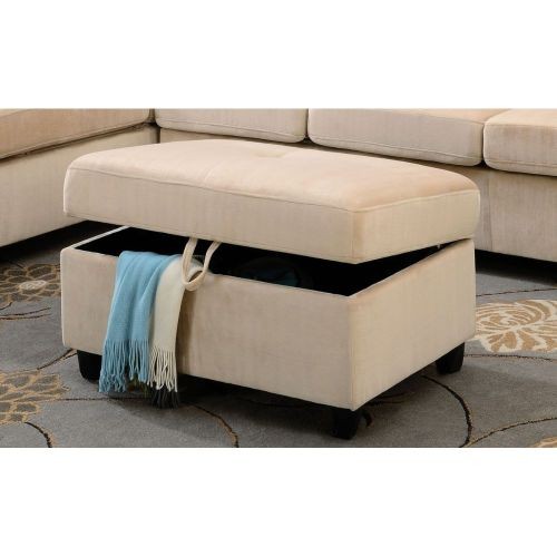 Acme Belville Ottoman in Beige Velvet 52708