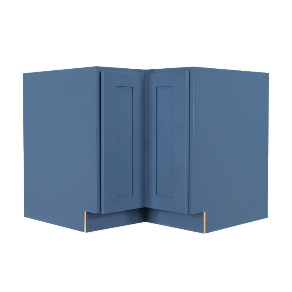 LIFEART CABINETRY Lancaster Blue Plywood Shaker Stock Assembled Lazy Susan Kitchen Cabinet (36 in. W x 34.5 in. H x 24 in. D) ALB-BLS36