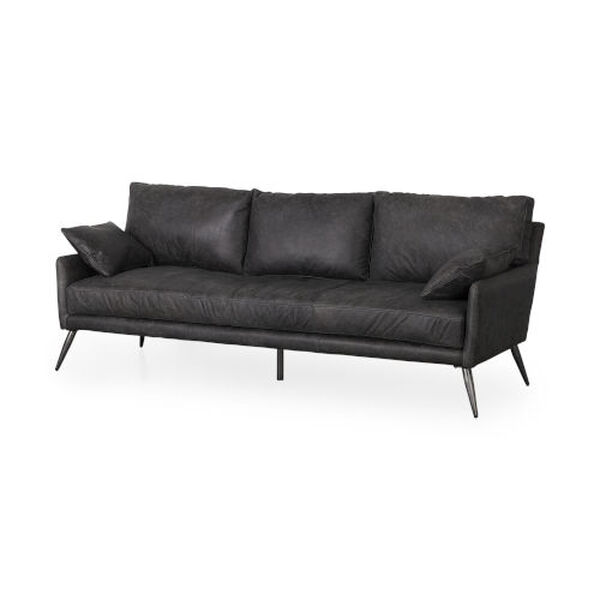 Cochrane Black Leather Three Seater Sofa