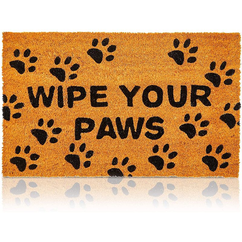 Wipe Your Paws Nonslip Welcome Doormat for Dog Lovers， Coco Coir Mat(17 x 30 in)