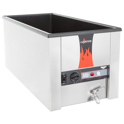 Vollrath 72051 Cayenne 4/3 Counter Warmer Stainless Exterior With Self-Insulating Thermostat Well With Drain