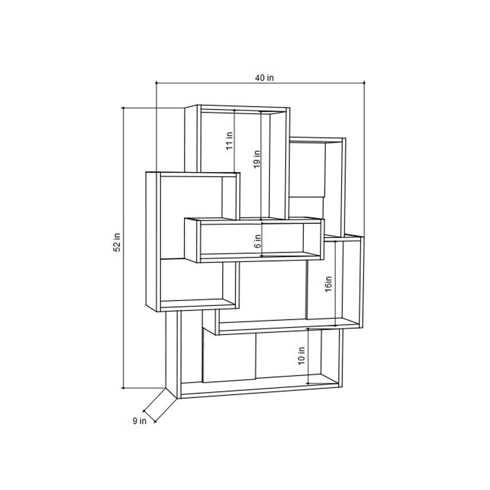 Bernard Modern Tall   Narrow 6 Tier Shelf Etagere Bookcase / Bookshelf for Living Room   White  Oak  Mocha  Burgundy  Anthracite