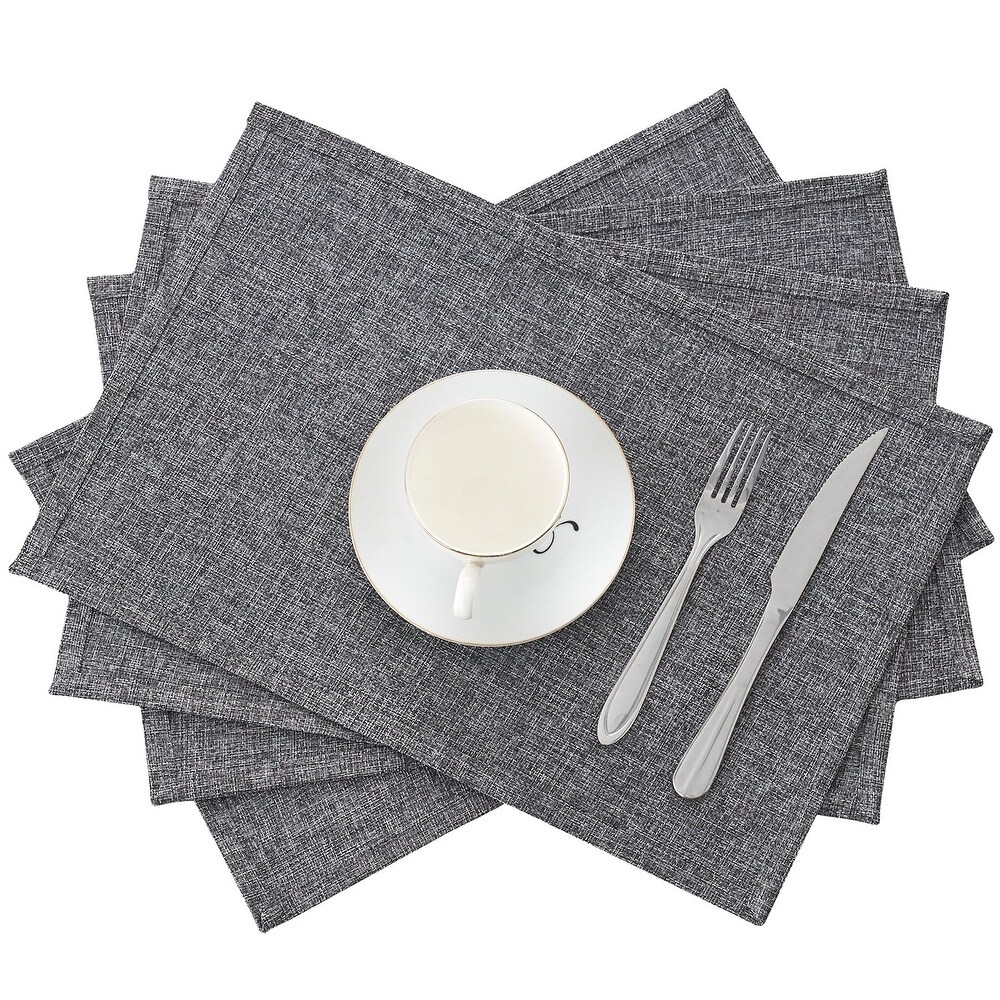 Linen Placemats Set of 4  Heat Resistant Dining Table Place Mats   Machine Washable