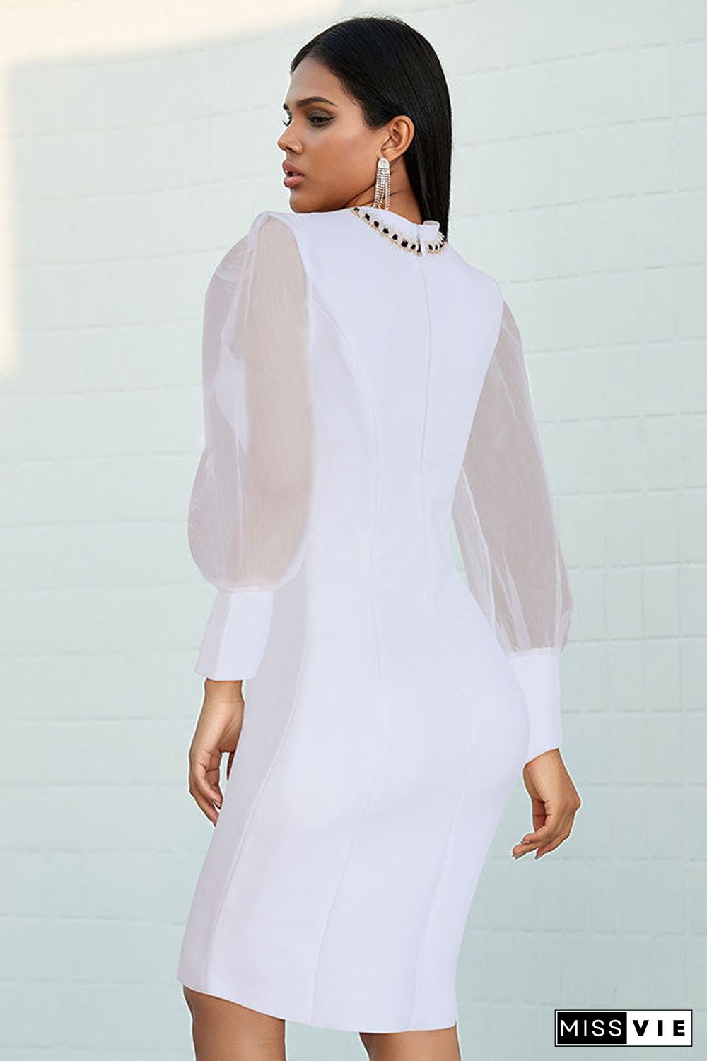 Chic White Long Sleeve Party Homecoming Dress