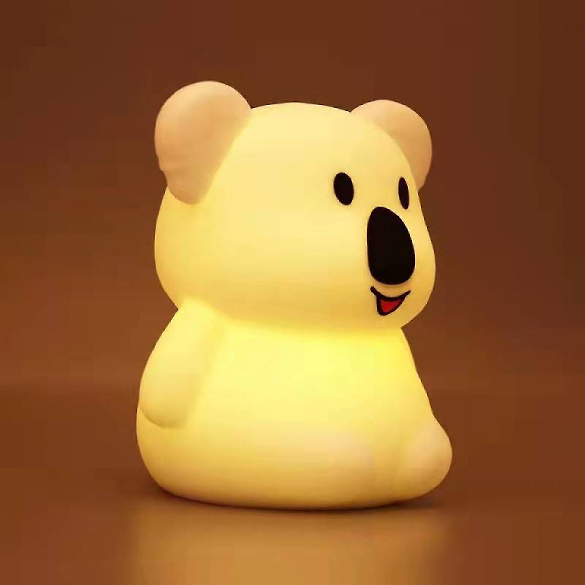 Koala Kids Night Light Led Usb Rechargeable Silicone Children Lighting， 2 Different Modes And 8 Variable Colors， Remote Controlled And Touch