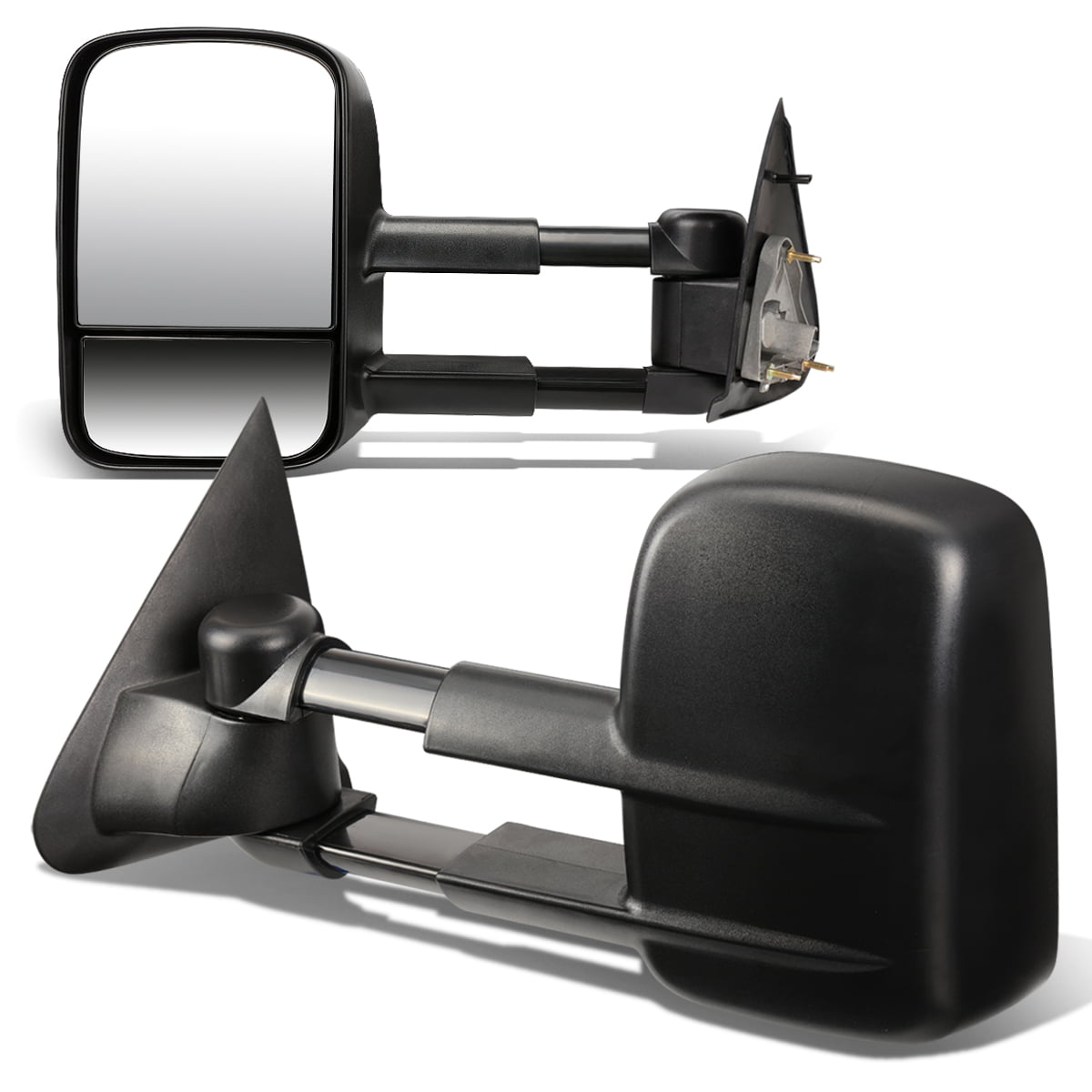 DNA Motoring TWM-002-T222-BK For 1997 to 2004 Ford F150 Pair of Black Textured Telescoping Manual Extenable Side Towing Mirrors 98 99 00 01 02