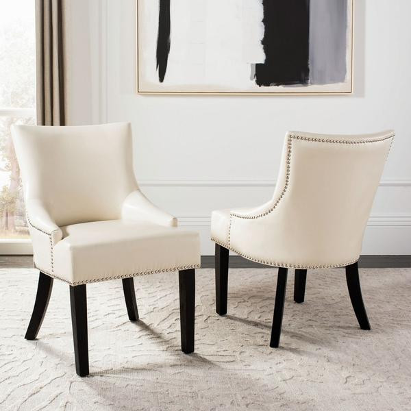 Monroe 19 quotH Side Chair set of 2 Silver Nail Heads Flat Cream   Transitional   Dining Chairs   by AED Luxury Home Decor  Houzz