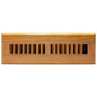 Decor Grates 2 in. x 12 in. Medium Oak Wood Louvered Design Floor Register WL212-M