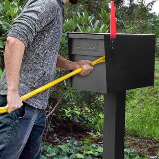 Mail Boss Locking Post Mount Mailbox with High Security Reinforced Patented Locking System Black 7106