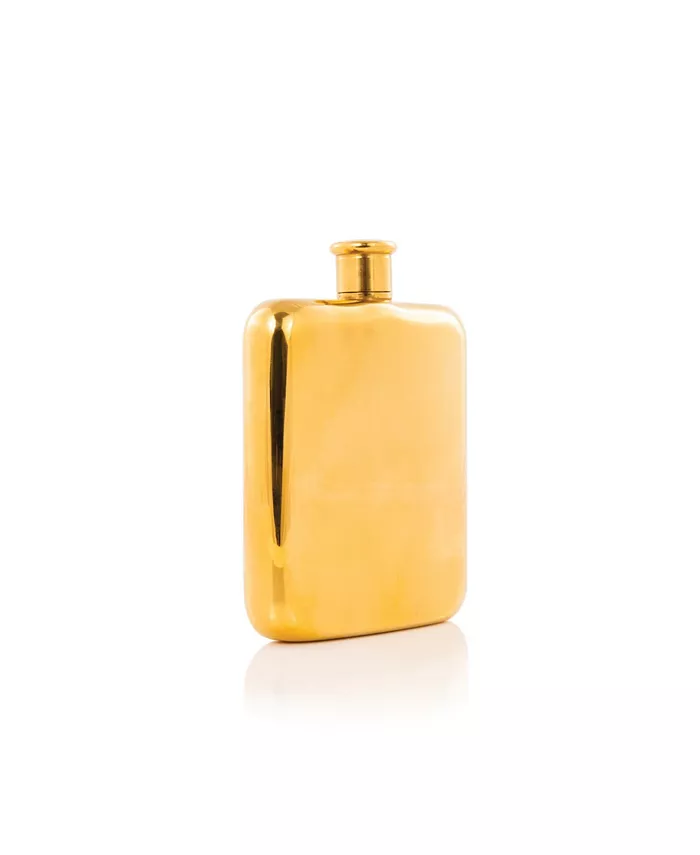 Viski Belmont 14k Gold-Plated Drinking Flask 6 Oz