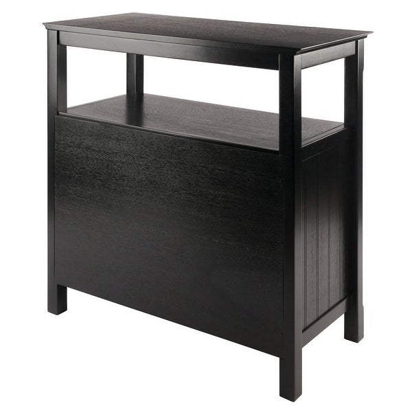 Wood Timber Buffet Cabinet with Two Doors， Black Finish